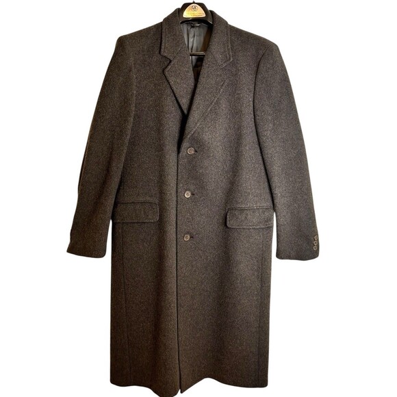Ciatti Men's Cashmere Wool Blend Overcoat 42 LONG Full Length Charcoal Gray - Picture 1 of 14